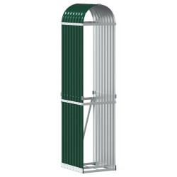 vidaXL Leñero de acero galvanizado verde 40x45x170 cm