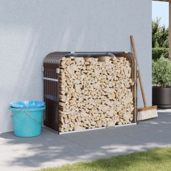 vidaXL Leñero de acero galvanizado marrón 120x45x100 cm