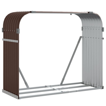 vidaXL Leñero de acero galvanizado marrón 120x45x100 cm