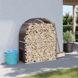 vidaXL Leñero de acero galvanizado marrón 120x45x140 cm
