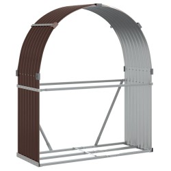 vidaXL Leñero de acero galvanizado marrón 120x45x140 cm