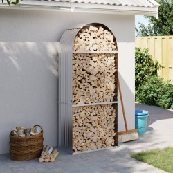 vidaXL Leñero de acero galvanizado plateado 80x45x190 cm