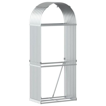 vidaXL Leñero de acero galvanizado plateado 80x45x190 cm