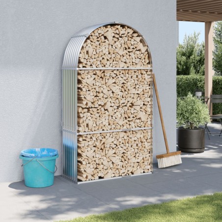 vidaXL Leñero de acero galvanizado plateado 120x45x210 cm