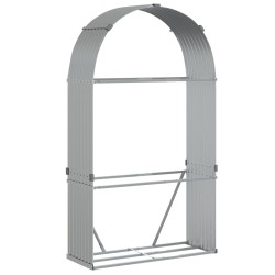 vidaXL Leñero de acero galvanizado plateado 120x45x210 cm