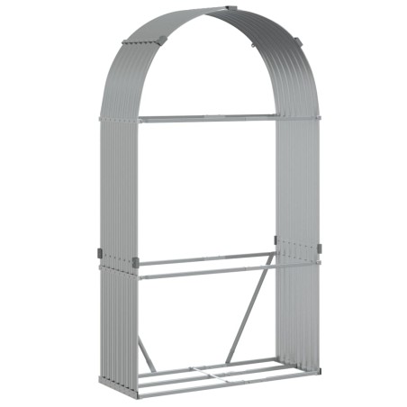 vidaXL Leñero de acero galvanizado plateado 120x45x210 cm