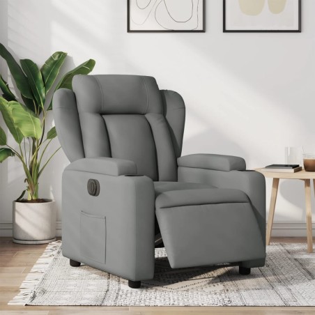 vidaXL Sillón reclinable eléctrico de tela gris oscuro