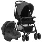 vidaXL Carrito de bebés 3 en 1 de acero gris oscuro y negro vidaXL Carrito de bebés 3 en 1 de acero gris oscuro y negro