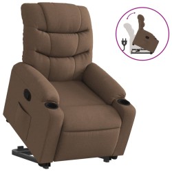 vidaXL Sillón reclinable elevable de tela marrón