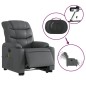 vidaXL Sillón de masaje elevable eléctrico cuero sintético gris vidaXL Sillón de masaje elevable eléctrico cuero sintético gris