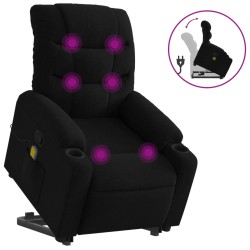 vidaXL Sillón reclinable de masaje elevable tela negro