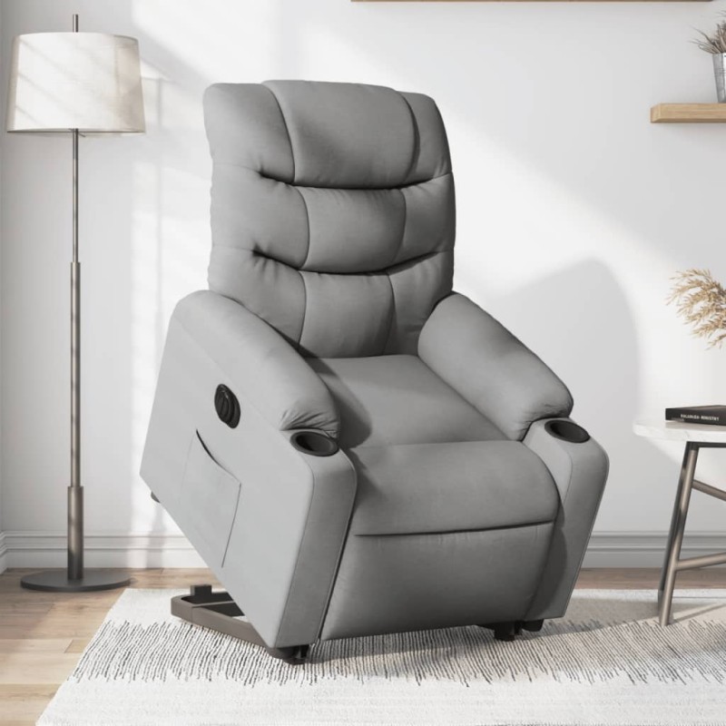 vidaXL Sillón eléctrico reclinable elevable de tela gris claro vidaXL Sillón eléctrico reclinable elevable de tela gris claro