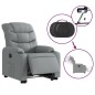 vidaXL Sillón eléctrico reclinable elevable de tela gris claro vidaXL Sillón eléctrico reclinable elevable de tela gris claro