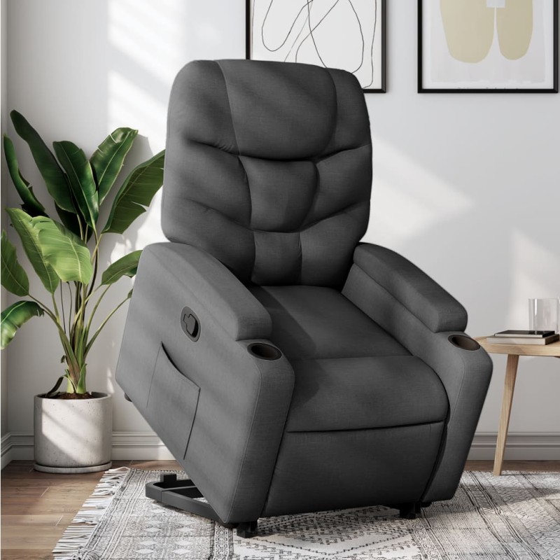 vidaXL Sillón reclinable elevable de tela gris oscuro vidaXL Sillón reclinable elevable de tela gris oscuro