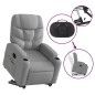 vidaXL Sillón de masaje eléctrico reclinable elevable tela gris claro vidaXL Sillón de masaje eléctrico reclinable elevable tela gris claro