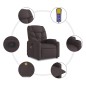 vidaXL Silla de masaje reclinable de pie de tela marrón oscuro vidaXL Silla de masaje reclinable de pie de tela marrón oscuro