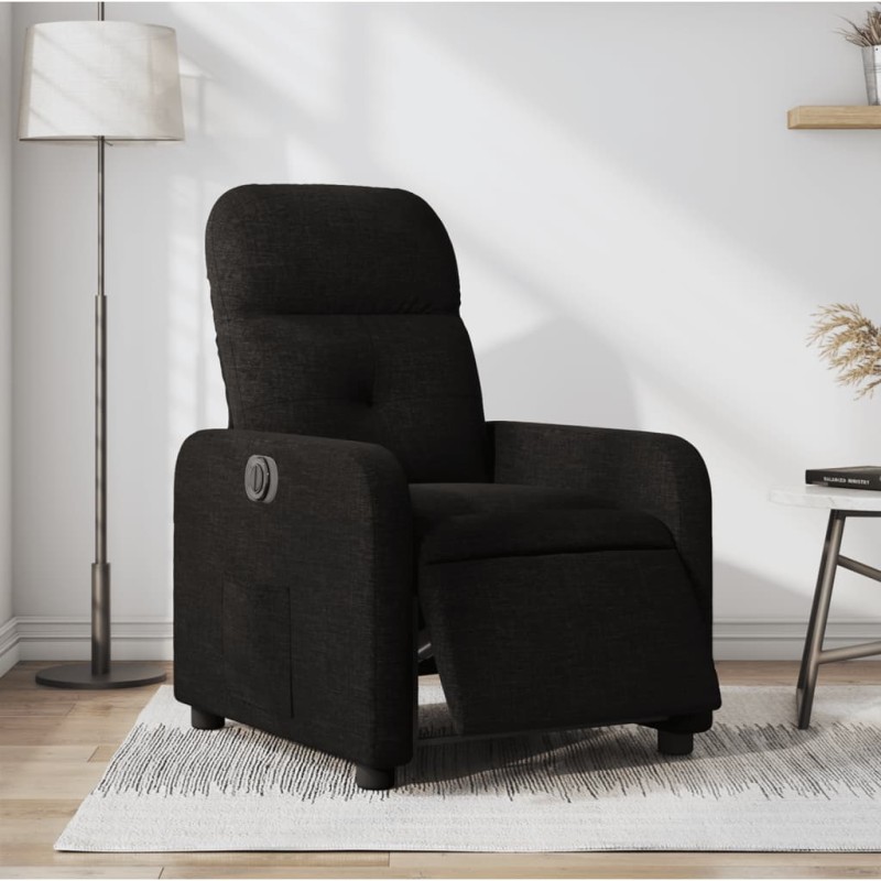 vidaXL Sillón reclinable eléctrico de tela negro