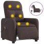 vidaXL Sillón reclinable de masaje eléctrico tela marrón oscuro vidaXL Sillón reclinable de masaje eléctrico tela marrón oscuro