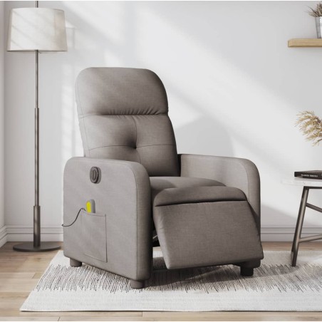 vidaXL Sillón reclinable de masaje eléctrico tela gris taupe