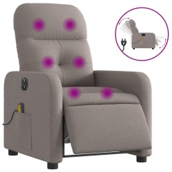 vidaXL Sillón reclinable de masaje eléctrico tela gris taupe