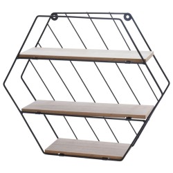 Home&Styling Estantería de pared de 3 niveles color natural y negro