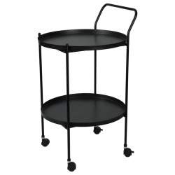 Home&Styling Mesita auxiliar con ruedas de 2 niveles negra
