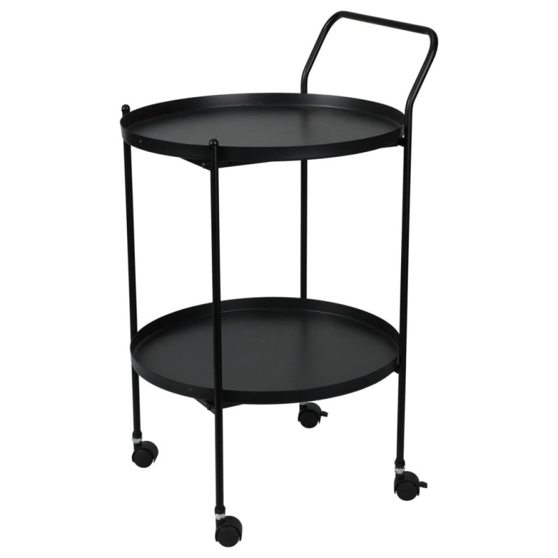 Home&Styling Mesita auxiliar con ruedas de 2 niveles negra Home&Styling Mesita auxiliar con ruedas de 2 niveles negra