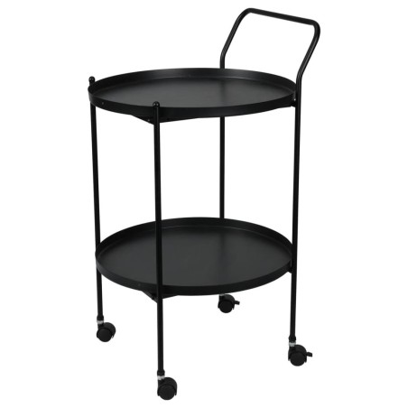 Home&Styling Mesita auxiliar con ruedas de 2 niveles negra