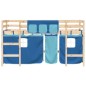 vidaXL Cama alta para niños con cortinas madera pino azul 90x200 cm vidaXL Cama alta para niños con cortinas madera pino azul 90x200 cm
