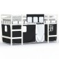 vidaXL Cama alta niños con cortinas madera pino blanco negro 90x200 cm vidaXL Cama alta niños con cortinas madera pino blanco negro 90x200 cm