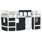 vidaXL Cama alta niños con cortinas madera pino blanco negro 90x200 cm vidaXL Cama alta niños con cortinas madera pino blanco negro 90x200 cm