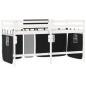 vidaXL Cama alta niños con cortinas madera pino blanco negro 90x200 cm vidaXL Cama alta niños con cortinas madera pino blanco negro 90x200 cm