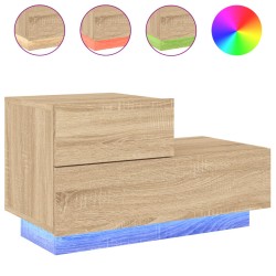 vidaXL Mesita de noche con luces LED roble Sonoma 70x36x40,5 cm