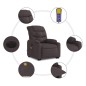 vidaXL Sillón masaje eléctrico reclinable elevable tela marrón oscuro vidaXL Sillón masaje eléctrico reclinable elevable tela marrón oscuro