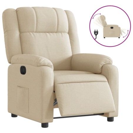 vidaXL Sillón reclinable eléctrico de tela crema