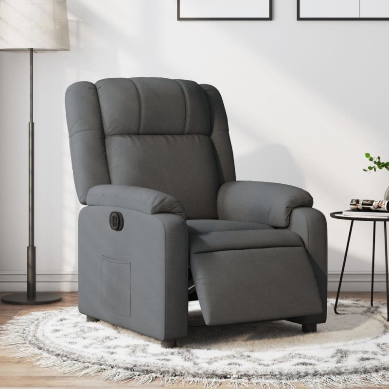 vidaXL Sillón reclinable eléctrico de tela gris oscuro vidaXL Sillón reclinable eléctrico de tela gris oscuro