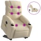 vidaXL Sillón de masaje eléctrico reclinable elevable tela crema vidaXL Sillón de masaje eléctrico reclinable elevable tela crema