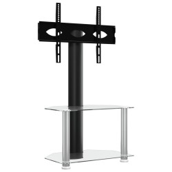 vidaXL Mueble TV esquina 2 niveles para 32-70 pulgadas negro plateado