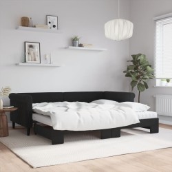 vidaXL Sofá cama nido con colchón terciopelo negro 90x200 cm