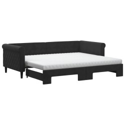 vidaXL Sofá cama nido con colchón terciopelo negro 90x200 cm