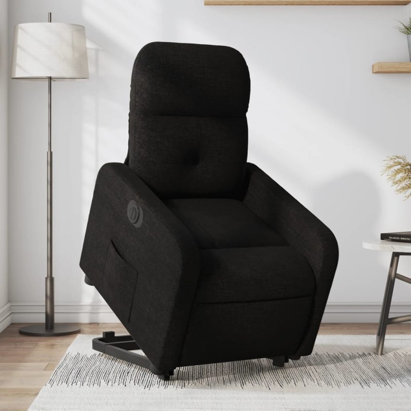 vidaXL Sillón eléctrico reclinable elevable de tela negro vidaXL Sillón eléctrico reclinable elevable de tela negro