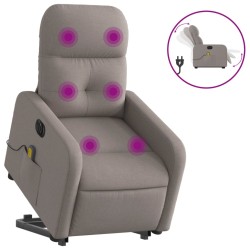 vidaXL Sillón de masaje eléctrico reclinable elevable tela taupé