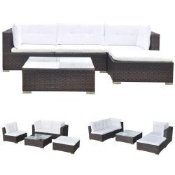 vidaXL Set muebles de jardín 5 piezas y cojines ratán sintético marrón