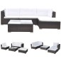 vidaXL Set muebles de jardín 5 piezas y cojines ratán sintético marrón vidaXL Set muebles de jardín 5 piezas y cojines ratán sintético marrón