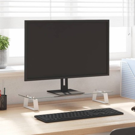 vidaXL Soporte de monitor vidrio templado y metal blanco 60x20x8 cm