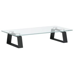 vidaXL Soporte de monitor vidrio templado y metal negro 40x20x8 cm