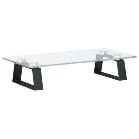 vidaXL Soporte de monitor vidrio templado y metal negro 40x20x8 cm