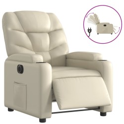 vidaXL Sillón reclinable eléctrico de cuero sintético crema