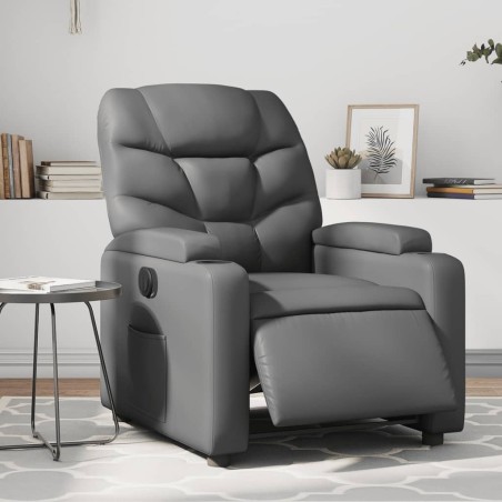 vidaXL Sillón reclinable eléctrico de cuero sintético gris
