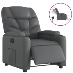 vidaXL Sillón reclinable eléctrico de cuero sintético gris
